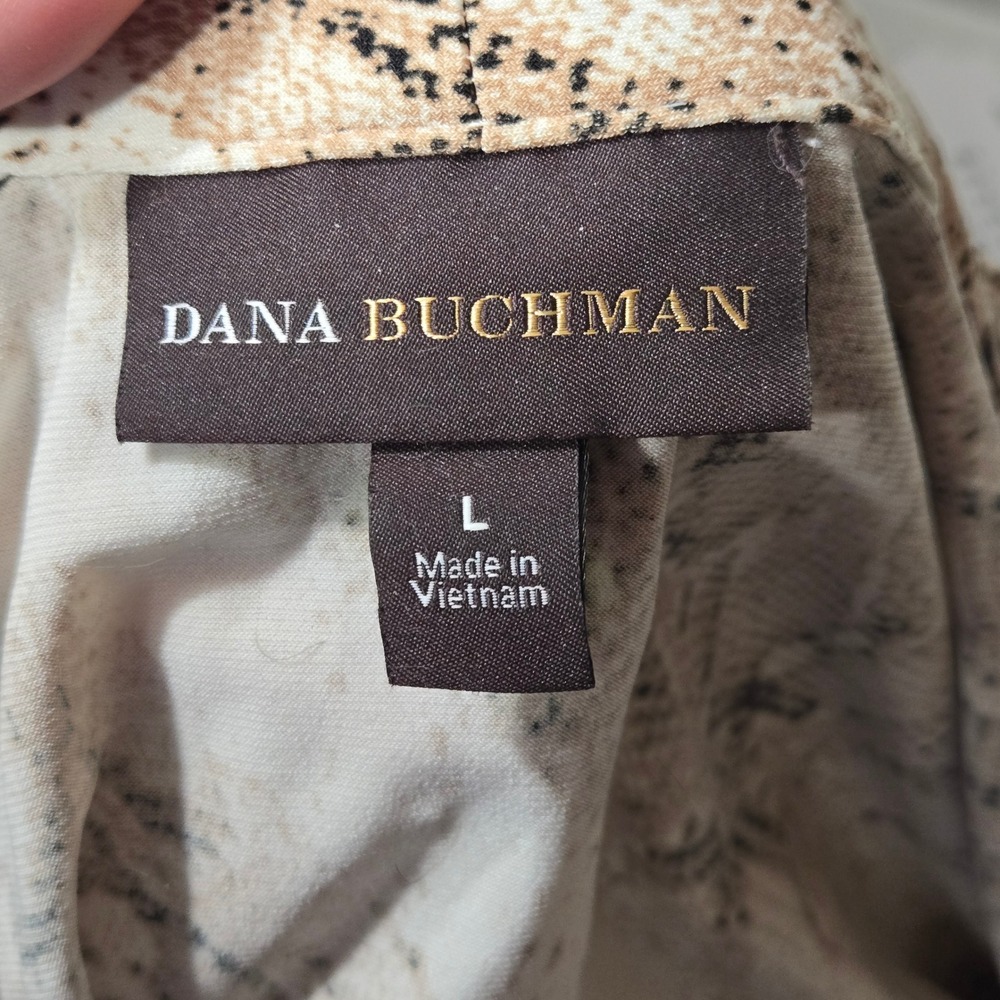 Dana Buchman Womens Snakeskin Print Sleeveless V-Neck Blouse Tan Cream Large - Picture 5 of 7